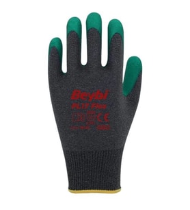 BEYBİ PL17 Flex 10 Beden Gri-Yeşil Polyesyter Likralı İpten Örülmüş Lateks Kaplı 12li Paket (3131X)
