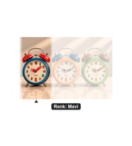 Kişiye Özel Metal Çift Zilli Renkli Rakamlı Çocuk Çalar Saati 15 x 11 cm - Mavi