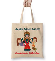 Anneler Günü Annelere Hediye 005 Bez Çanta Uzun Saplı