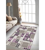 Mürdüm Geometrik Kaymaz Tabanlı Dekoratif Halı PUZ03 - 100 x 160 cm
