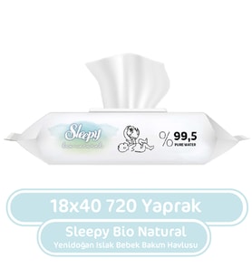 Sleepy Bio Natural Yenidoğan Islak Mendil 40x18 720 Yaprak
