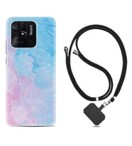 Xiaomi Poco X3 Pro M4 Pro X4 Pro C40 10C Kılıf Boyun Askılı Silikon Pink Blue Abstract 1385