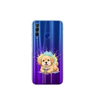 Honor 20 Lite ile Uyumlu Splash Köpek Tasarımlı Şeffaf Silikon Kılıf