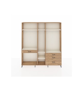 Arges Dolap 7 Raflı 4 Çekmeceli 3 Askılı 220x30x243 Çam-Aytaşı/Çam