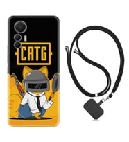 Xiaomi 12 Lite Kılıf Silikon Boyun Askılı İpli Desenli Silikon Cat G 1677