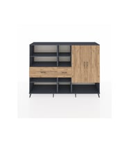 Hyperion Dolap 10 Raflı 2 Çekmeceli 2 Kapaklı 220x44x163 Antrasit-Çam