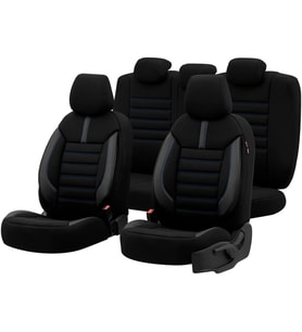 Design Ortopedik Ekstra Destekli Oto Koltuk Kılıfı Tam Set (Siyah-Mavi)