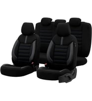 Design Ortopedik Ekstra Destekli Oto Koltuk Kılıfı Tam Set (Siyah-Mavi)