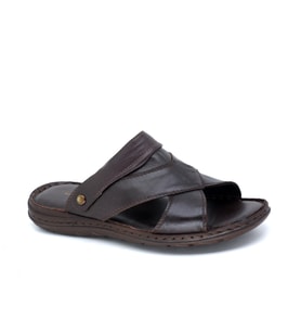 Trendyshose 22MD-002  Doğal Deri Anatomic Günlük Terlik (KAHVE)