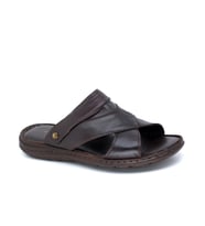 Trendyshose 22MD-002  Doğal Deri Anatomic Günlük Terlik (KAHVE)