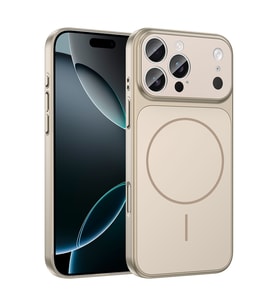 Apple iPhone 16 Pro Uyumlu Kılıf Zore M-Safe Şarj Özellikli Kamera Korumalı Formen Kapak (Gold)