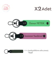 Akrabaya Şık Jest, İsimli 2’li Anahtarlık Takımı, Pembe-Fıstık Yeşil-Yeşil