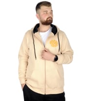 Mode XL Erkek Sweat Kapşonlu Fermuarlı Karmashek 22538 Bej