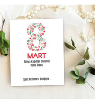 Takı Kartı - 8 Mart Dünya Kadınlar Günü Hatırası - Şans Bilekliği, Anahtalık, Toka, Takı, İnci Küpe Kartı