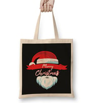 Yılbaşı Yeni Yıl Konseptli Merry Christmas Santa Claus Bez Çanta Uzun Saplı