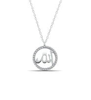 Allah Yazılı 925 Ayar Gümüş Zirkon Taşlı Kadın Kolye