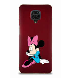 Xiaomi Redmi Note 9S Soft Premier Kapak Minnie Mouse-E Tasarımlı Silikon Kılıf - Mürdüm (Şeffaf)