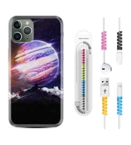 Apple iPhone 11 12 13 14 Pro Max Kılıf Kablo Koruma Spiral Silikon Super Planet 1797