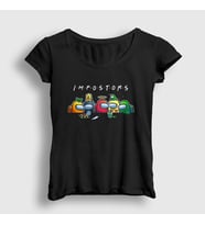 Presmono Kadın Siyah Impostors Among Us T-Shirt 77799tt