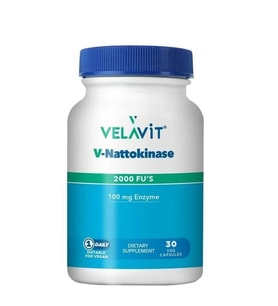 Velavit V-Nattokinase Fermente Soya Faslyesi Ekstresinden Gelen Nattokinaz İçeren Takviye Edici Gıda 30 Kapsül