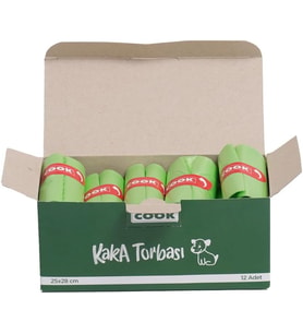 Kaka Torbası, 12 Rulo x 30 Torba, 360 Adet, Elma Kokulu, Yeşil