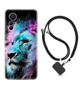 Xiaomi 12 Lite Kılıf Silikon Boyun Askılı İpli Desenli Silikon Pink Blue Leon 1603