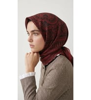 Levidor Elya Eşarp Etnik Desen Koyu Kırmızı