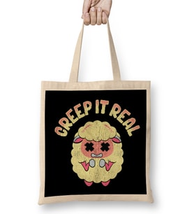 Cute & Funny Creep It Real Creepy Sheep Pun Bez Çanta Uzun Saplı