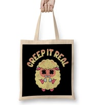 Cute & Funny Creep It Real Creepy Sheep Pun Bez Çanta Uzun Saplı