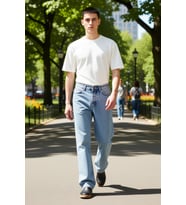 Erkek Moda Baggy Fit Bol Kot Pantolon Pamuk Regular Boy Geniş Paça Günlük Stiller Modern Tasarım