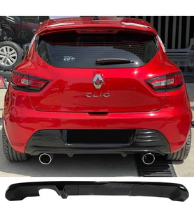 Renault Clio 4 Düz Difüzör Parlak Siyah Plastik 2012-2020 Arka-difizör-bodykit-ek-karlık