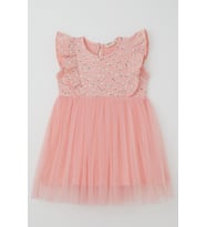 Breeze Kız Bebek Elbise Çiçekli Tüllü Fırfırlı 9 Ay-3 Yaş, Somon