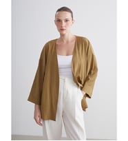 LCWAIKIKI Classic Yeşil Kruvaze Yaka Dokulu Kadın Kimono
