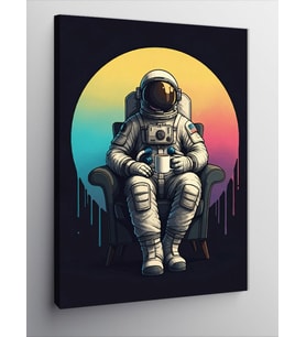 Kanvas Tablo Astronot Ve Renkli Arka Plan
