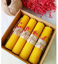 Doğal Petek Balmumu mum Hediyelik Arı Mumu 4 Adet 14Cm X 3Cm