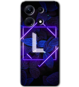 İnfinix Note 30 Pro Kılıf HD Desen Baskılı Kılıf - Dark Neon Yaprak L Harfi