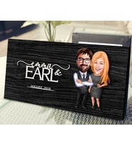 BK Gift Kişiye Özel Sevgililer Karikatürlü Kabartma Figürlü Ahşap Tablo, Duvar Dekoru, Arkadaşa Hediye, Özel Tasarım Ev Hediyesi-100 (Siyah)