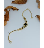 KADIN 316L PASLANMAZ ÇELİK ZİRKON TAŞ DETAYLI SİYAH GOLD PANDORA BİLEKLİK