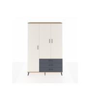 Arges Dolap 6 Raflı 3 Çekmeceli Tek Askılı 132x30x195 Çam-Aytaşı/Antrasit