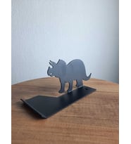 Gowpenart Dizayn Dinozor Figürlü (Triceratops) Masa Üstü Metal Ergonomik Telefon/Tablet Tutucu 1,5 mm Kalınlık Siyah