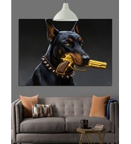 Doberman Köpeği Portresi Dekoratif Kanvas - Mdf Ahşap Tablo