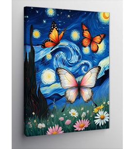Kanvas Tablo Çiçek Ve Kelebek Temalı Sanat