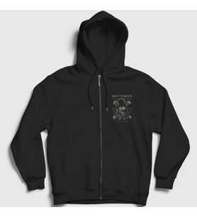 Presmono Unisex Siyah Skeletons Batushka Fermuarlı Kapüşonlu Sweatshirt 387370tt