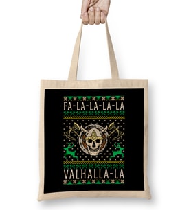 Fa La La La Valhalla La Viking God Ugly Christmas Bez Çanta Uzun Saplı