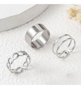 Chavin 3 lü Eklem Yüzüğü Bayan Silver Yüzük ev27by
