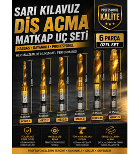 Parça Sarı Klavuz Diş Açma Kılavuz Matkap Uç Seti Ahşap Alüminyum Plastik Delme
