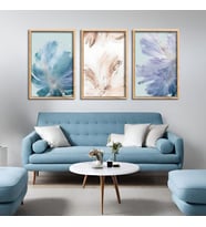 3'lü Ahşap Lamine Çerçeveli Mdf Tablo Soyut Pastel Tasarımlar (Ahşap)