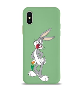 Apple iPhone X Uyumlu Lansman Kılıf Bugs Bunny Tasarımlı Altı Kapalı İçi Kadife Kaplı  Kapak (Şeffaf)