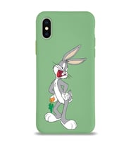 Apple iPhone X Uyumlu Lansman Kılıf Bugs Bunny Tasarımlı Altı Kapalı İçi Kadife Kaplı  Kapak (Şeffaf)