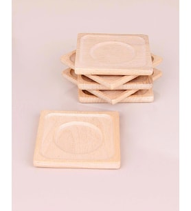 6 lı Ahşap Çay Tabağı Çay Tabak Kare 9,5*9,5cm